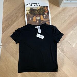 Aritzia Babaton Everyday Black Short Sleeve Tee in size 2XS